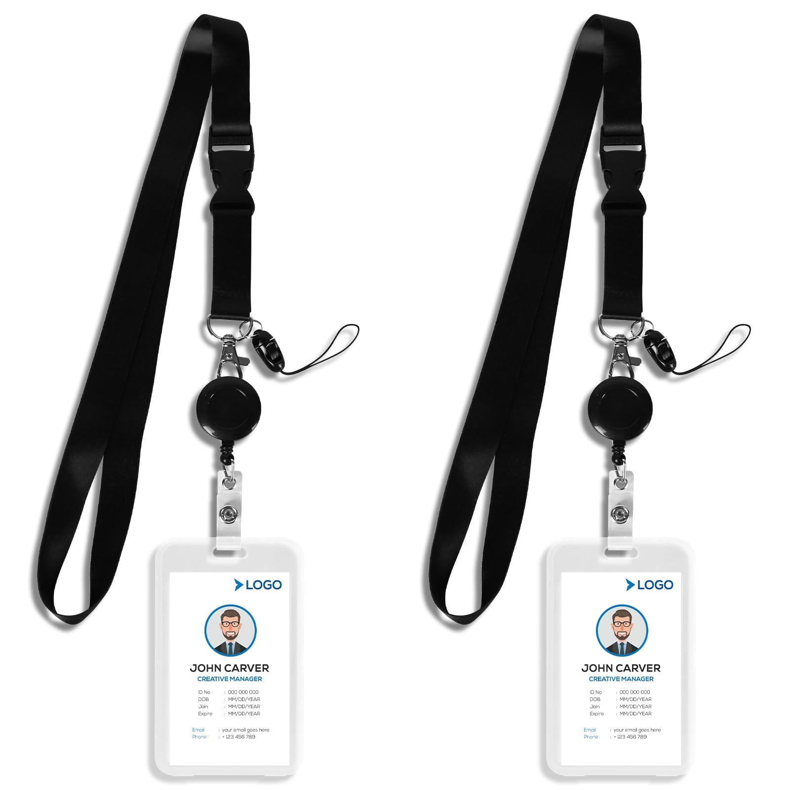 ZIBUYU® 2 Pack Transparent Plastic Vertical Badge Holders ZIBUYU® 2 Pack Transparent Plastic Vertical Badge Holders